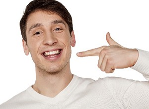 man pointing at smile