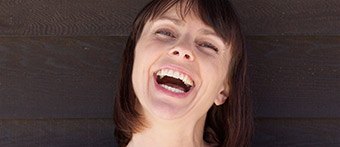 happy woman laughing